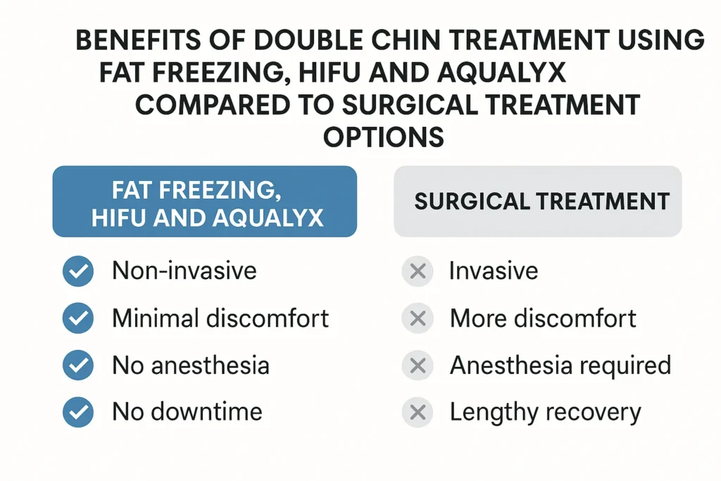 Graphic about the benefits of double chin treatment Fulwell - from LA LIPO