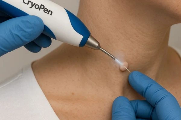 Person receiving Cryotherapy skin tag removal Fulwell